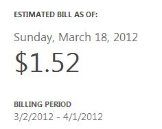 My SQL Azure bill after a week.