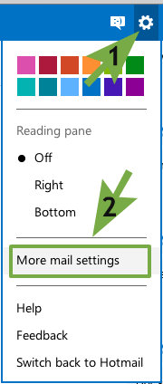 Creating an alias for Outlook.com, click on 'More mail settings'