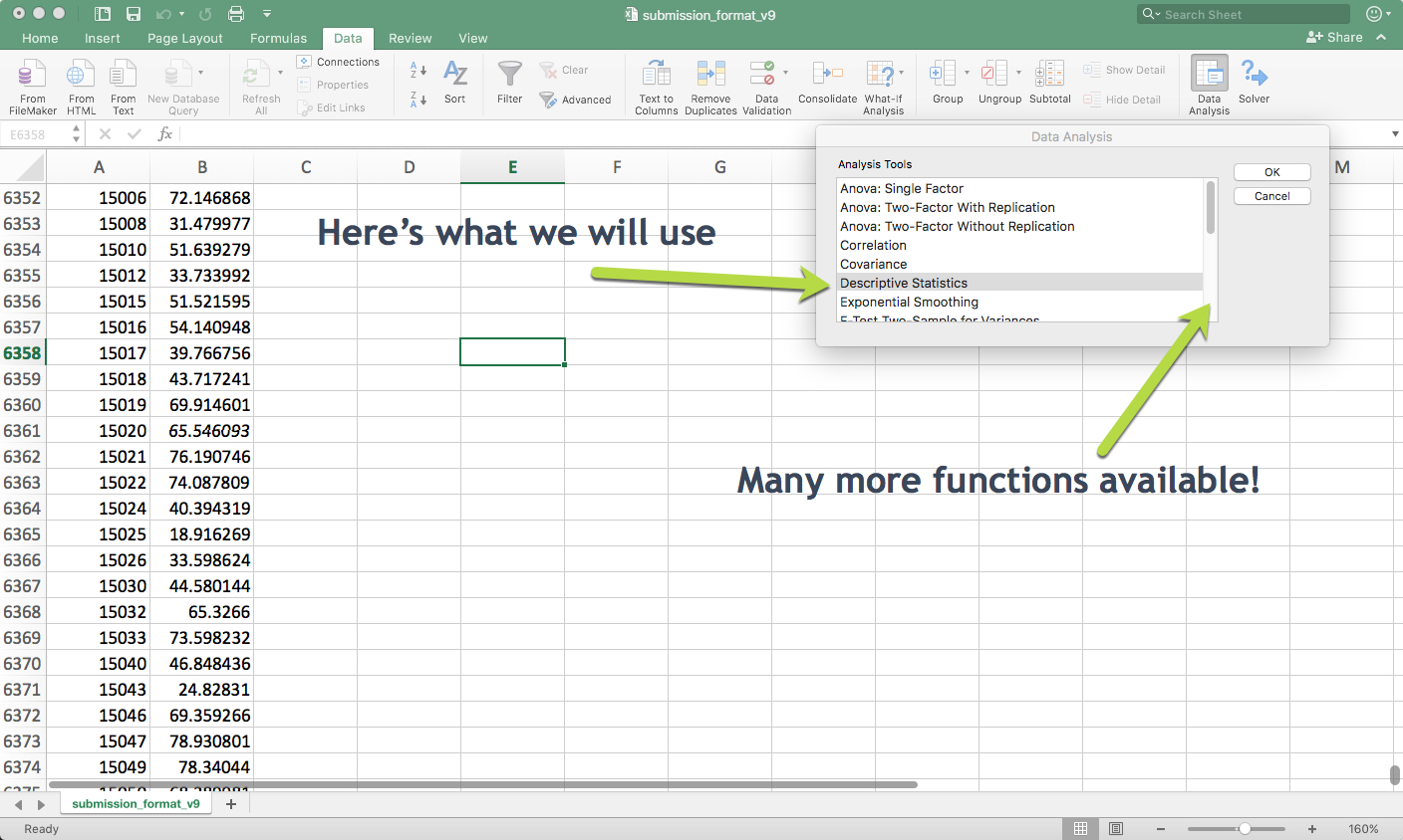 data analysis tool in excel 2013