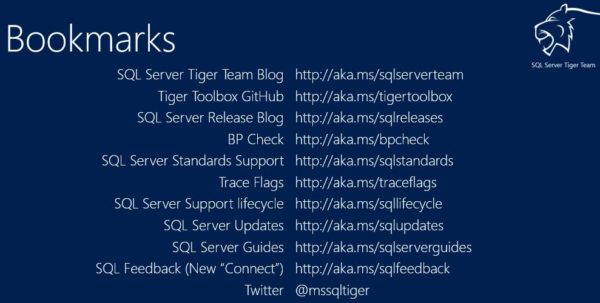 SQL Tiger Team Bookmarks