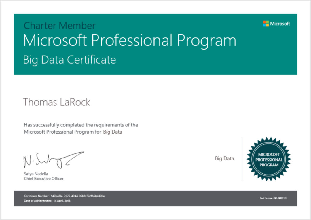 I'm Certified in Big Data - Thomas LaRock