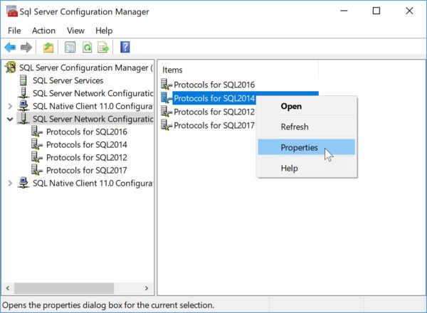 how to hide instance of SQL Server properties