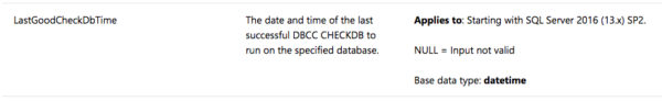 Using DATABASEPROPERTYEX to Find Last Good DBCC CHECKDB Time